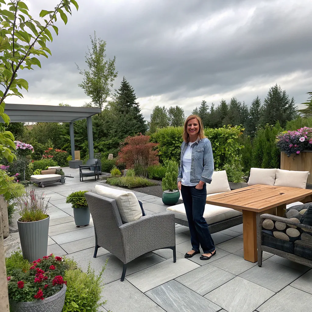 Emily Jones in her redesigned patio