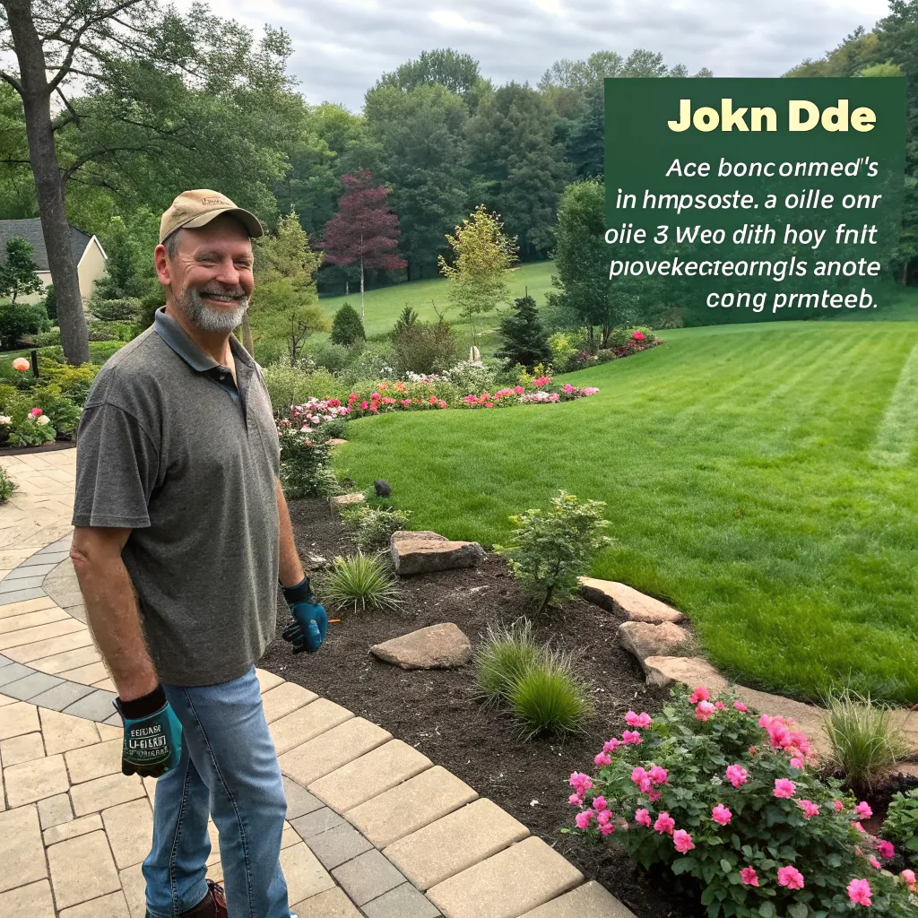 John Doe smiling after a landscape project